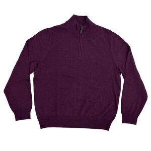 Jos A. Bank Traveler Sweater Men XL Purple 1/4 Zip Pullover 100% Pima Cotton NEW